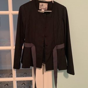 Kensie navy and purple button and bow front blazer